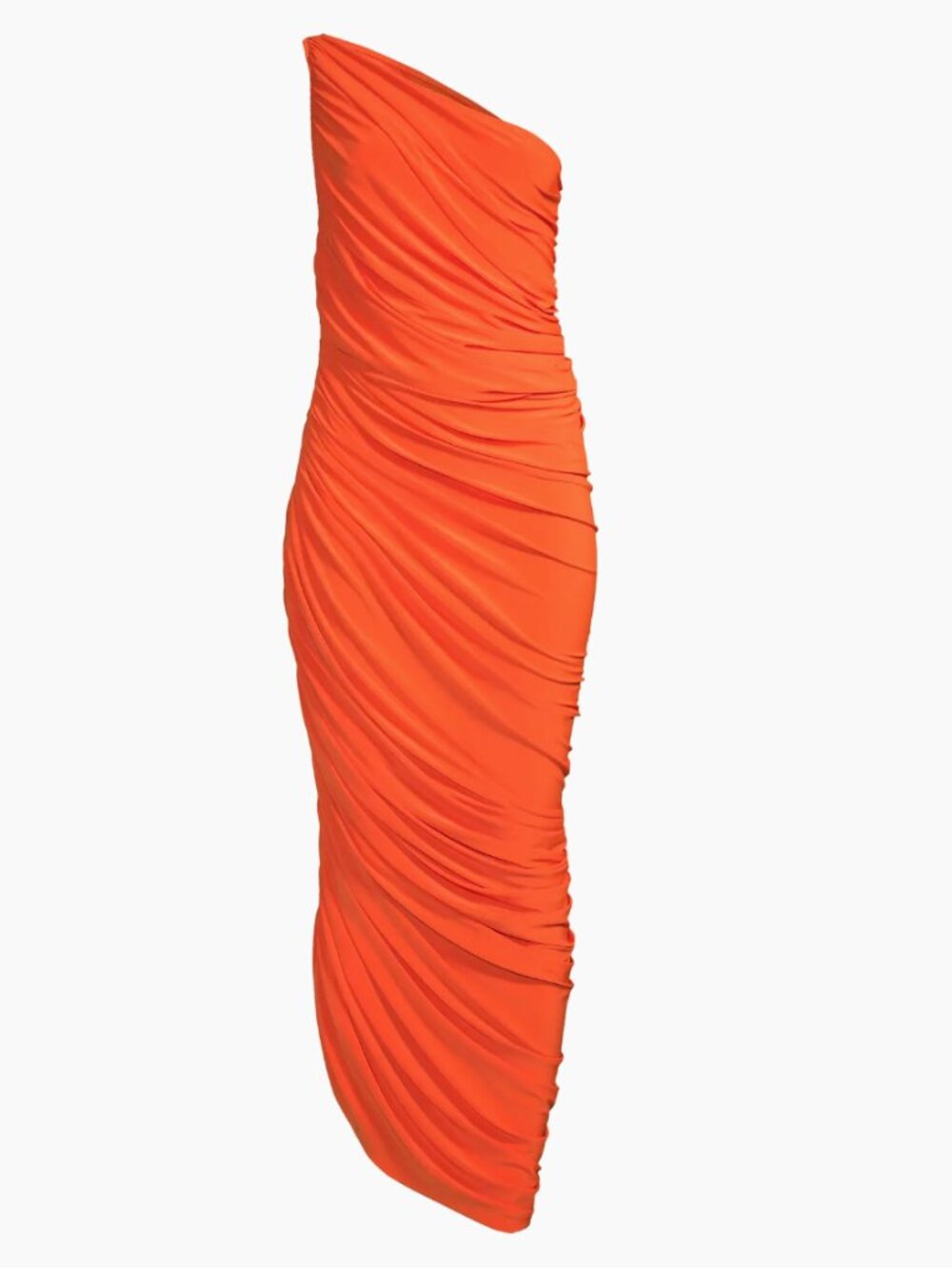 Norma Kamali Diana Ruched One-Shoulder Gown - Blood Orange - Small